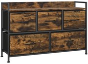 Cómoda com 5 Gavetas de Tecido Cómoda de Estilo Industrial com Estrutu