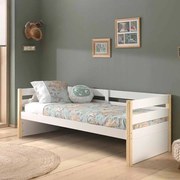 Cama infantil MARGRIT (90 x 200 cm) + Estrado Natural / Branca
