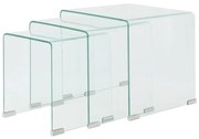 vidaXL Conjunto mesas de encastrar 3 pcs vidro temperado transparente