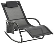 Outsunny Espreguiçadeira Baloiço de Exterior com Apoio de Cabeça Acolchoado e Bolso Lateral 150x62x88 cm Preto