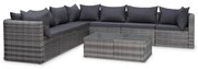 8 pcs conjunto lounge de jardim c/ almofadões vime PE cinzento