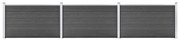 vidaXL Conjunto de painéis de vedação WPC 526x105 cm preto