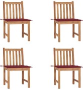 vidaXL Cadeiras de jardim c/ almofadões 4 pcs madeira de teca maciça