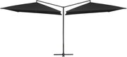 vidaXL Guarda-sol duplo com mastro de aço 250x250 cm preto