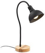 Candeeiro de Mesa Kumluca – Preto e Carvalho – 16 cm Diâmetro, 52 cm A