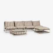 Conjunto De Jardim Com Sofá Modular De 4 Peças, Mesa Auxiliar E Puff Convertíveis Amaro Tapioca Bege - Castanho Moka - Sklum