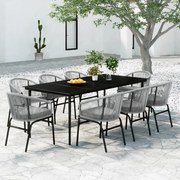 vidaXL 9 pcs conjunto de jantar para jardim cinzento