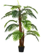 Outsunny Palmeira Artificial Planta Sintética de 120cm com Vaso 19 Folhas Realistas e 3 Troncos Decoração para Casa Escritório Verde | Aosom Portugal
