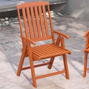 Cadeira dobrável para jardim em HDPE para todas as condições meteorológicas com apoios para os braços, encosto curvo e assento com ripas Castanho