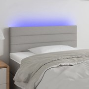 Cabeceira de cama c/ luzes LED tecido 90x5x78/88 cm cinza-claro