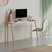 Secretária Luton – 120x60x75 cm – Branco e Moka Claro – Design Escandi