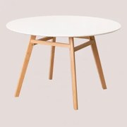 Mesa De Jantar Redonda Em Mdf E Madeira De Faia Scand Nordic Branco & Ø120 Cm - Sklum