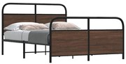 Estrutura de cama sem colchão 140x190cm metal carvalho castanho