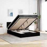 Cama otomana com colchão 140x200 cm tecido preto