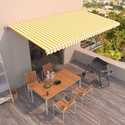 vidaXL Toldo retrátil manual 600x350 cm amarelo e branco