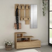 Hall Stand Vesty – Carvalho – Sapateira 100 cm x 61 cm x 30 cm, Espelh
