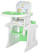 HOMCOM Cadeira Bebês 3 em 1 +6 meses Multifuncional Ajustável 3 posições Conforto Segurança 57x59x105 cm Verde | Aosom Portugal