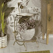 MESA DE APOIO COM 2 PRATELEIRAS E FLORES Ø 40x78 CM DOURADO