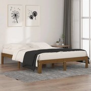 Estrutura cama king 150x200 cm madeira maciça castanho-mel