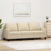 vidaXL Sofá de 3 lugares tecido 180 cm cor creme
