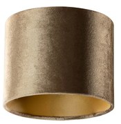 Abajur de Veludo Bronze com Interior Dourado 18/18/14