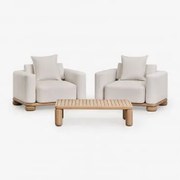 Conjunto De Jardim Com 2 Poltronas E Mesa De Centro Em Madeira De Acácia 125x80 Cm Ioanis Marrom Acácia Claro - Sklum