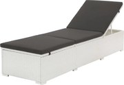 vidaXL Espreguiçadeira com almofadão vime PE branco