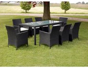 vidaXL 9 pcs conjunto jantar exterior com almofadões vime PE preto