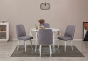 Conjunto de Mesa de Jantar Extensível e Cadeiras Vina – Branco e Cinze
