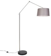 Candeeiro de pé moderno em aço com abajur cinzento escuro 45 cm - Editor Moderno