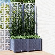 vidaXL Vaso/floreira jardim c/ treliça 80x40x136 cm PP cinzento azul