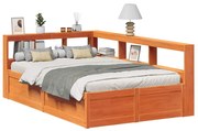 vidaXL Cama c/ estante sem colchão 120x200cm pinho maciço castanho-mel