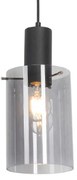 Candeeiro de suspensão vintage preto com vidro fumê - Vidra