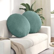 vidaXL Almofadas de Assento 2 pcs Verde do Mar Ø 40 x 13 cm Veludo