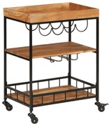 vidaXL Carrinho de bar 60x40x80 cm madeira de acácia maciça e ferro