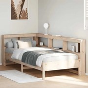 vidaXL Cama com estante sem colchão 90x190 cm pinho maciço