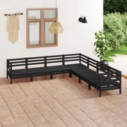 vidaXL 7 pcs conjunto lounge de jardim pinho maciço preto