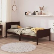 vidaXL Estrutura de cama 100x200 cm pinho maciço castanho-escuro