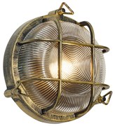 Candeeiro de Parede e Teto Exterior Dourado Antigo Redondo IP44 - Noutica Industrial
