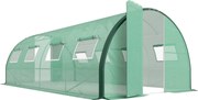Outsunny Estufa de jardim túnel estufas túnel 18 m² 8 janelas 2 portas articuladas lona PE estrutura em aço galvanizado verde | Aosom Portugal