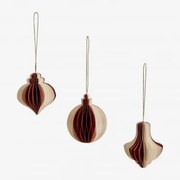 Conjunto De 3 Enfeites De Natal Em Papel Luriane Romã Vermelha - Sklum