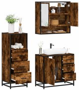 vidaXL 3 pcs conjunto de móveis WC madeira processada carvalho fumado