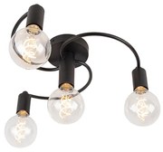 Candeeiro de tecto Art déco preto com 4 luzes - Facil Art Deco,Moderno