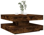 vidaXL Mesa de centro rotativa a 360graus 70x70x34,5cm carvalho fumado