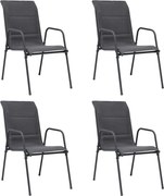 vidaXL Cadeiras de jardim empilháveis 4 pcs aço e textilene antracite