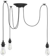 vidaXL Candeeiro suspenso com 3 porta-lâmpadas E27 metal preto