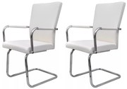 Cadeiras de jantar cantilever 2 pcs couro artificial branco - 296828