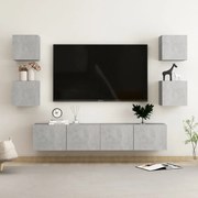 vidaXL 6 pcs conjunto de móveis de TV contraplacado cinzento cimento