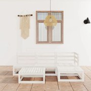 vidaXL 5 pcs conjunto lounge de jardim pinho maciço branco