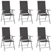 vidaXL Cadeiras de jardim dobráveis 6 pcs textilene preto